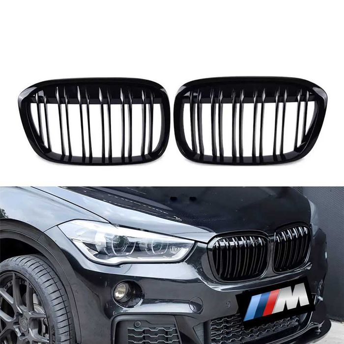 Set 2 grile duble M negru lucios BMW X1 F48 2015-2019