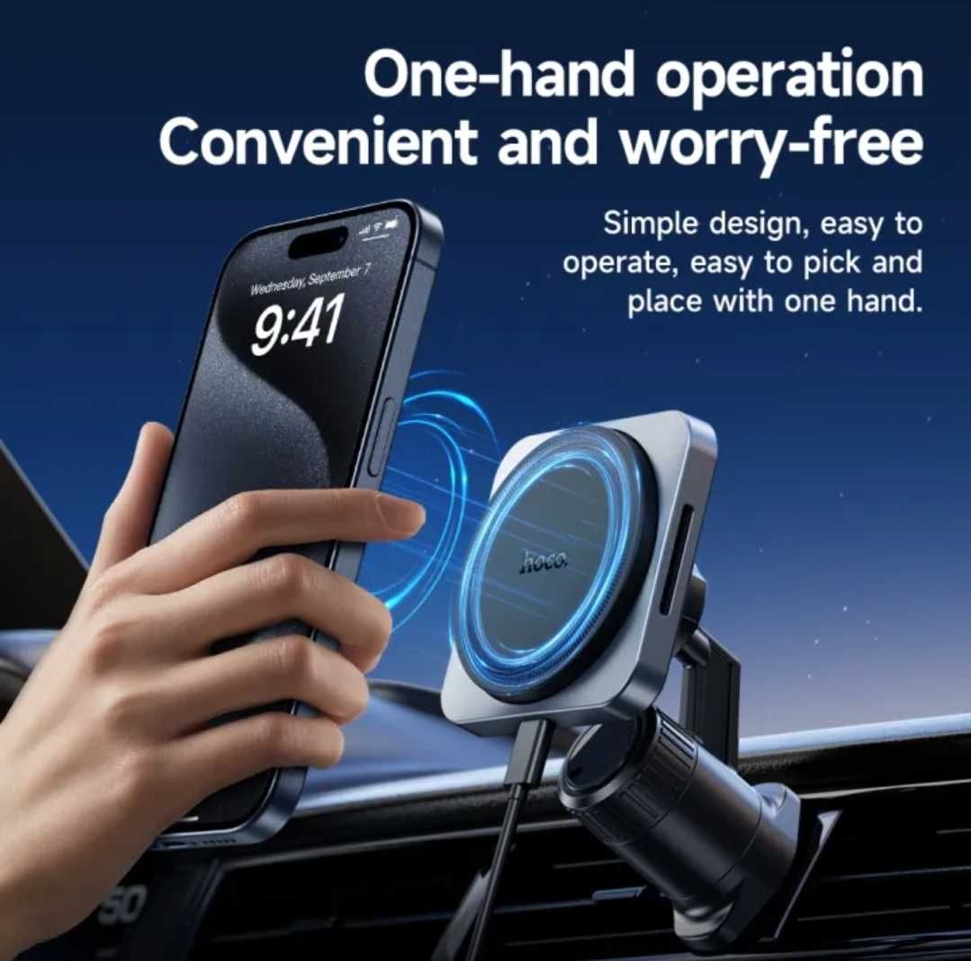 Hoco HW15 Speed Магнитный Авто Держатель MagSafe 15W For iPhone 14 15