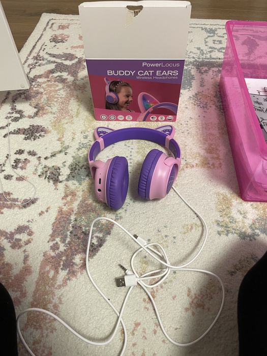 Слушалки powerlocos bobo cat kids pink