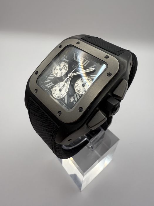 Ceas Cartier Santos 100XL Chronograph Titanium PvD la cutie
