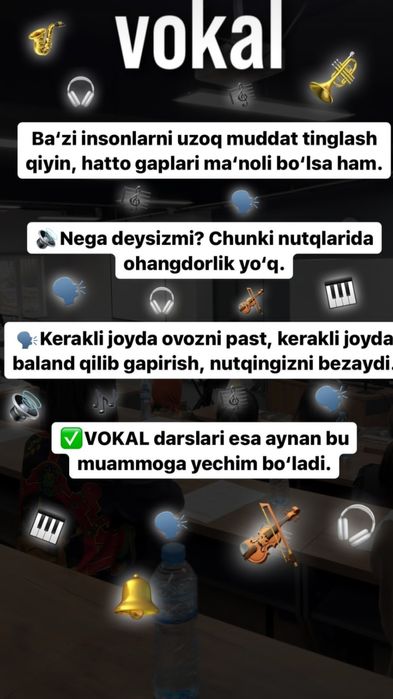 Individual vokal darsi, hamma yoshdagilar uchun sifatli va qulay narxd