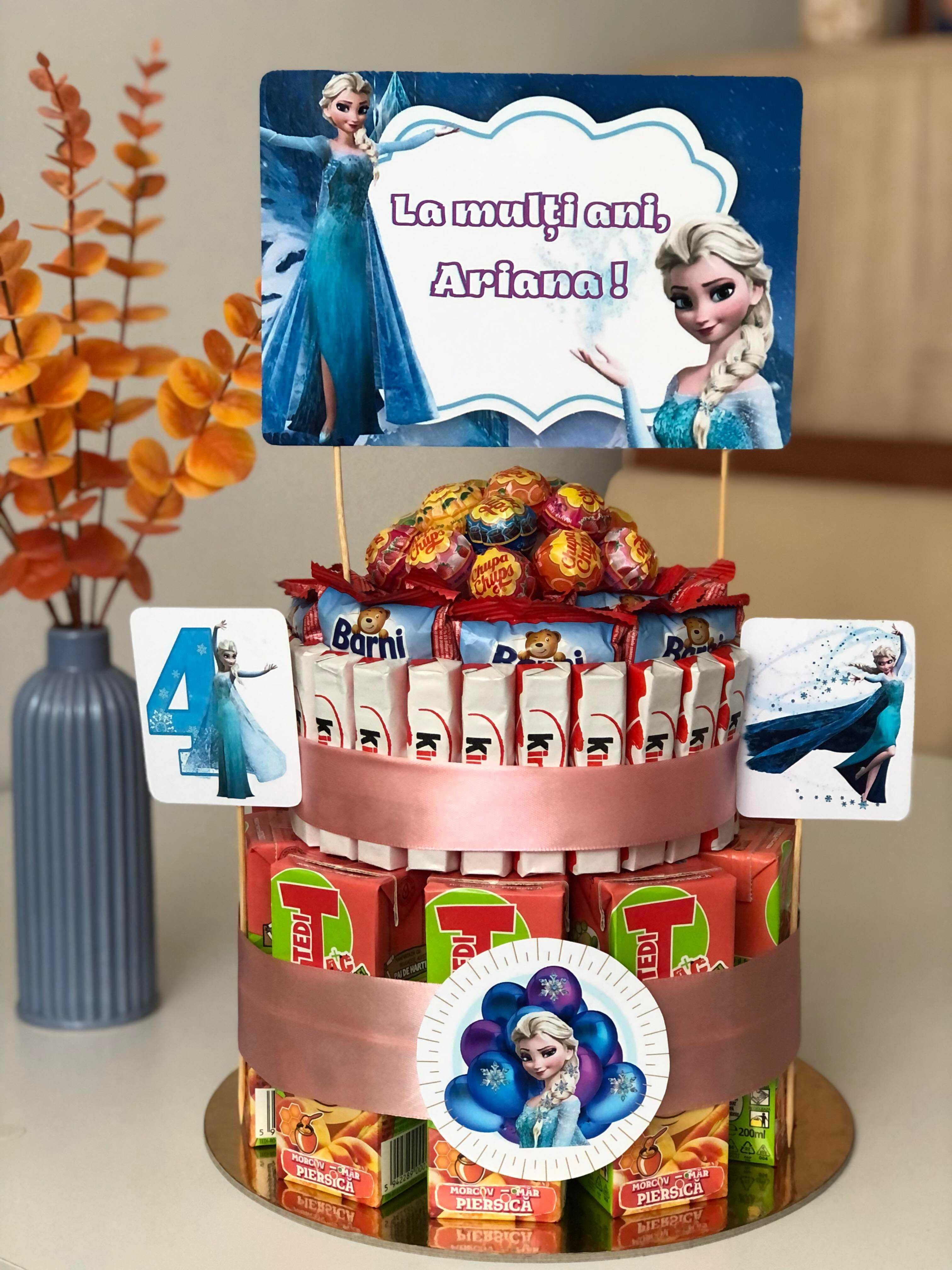 Tort gradinita, cresa, scoala, tort dulciuri ambalate, Spiderman, Elsa