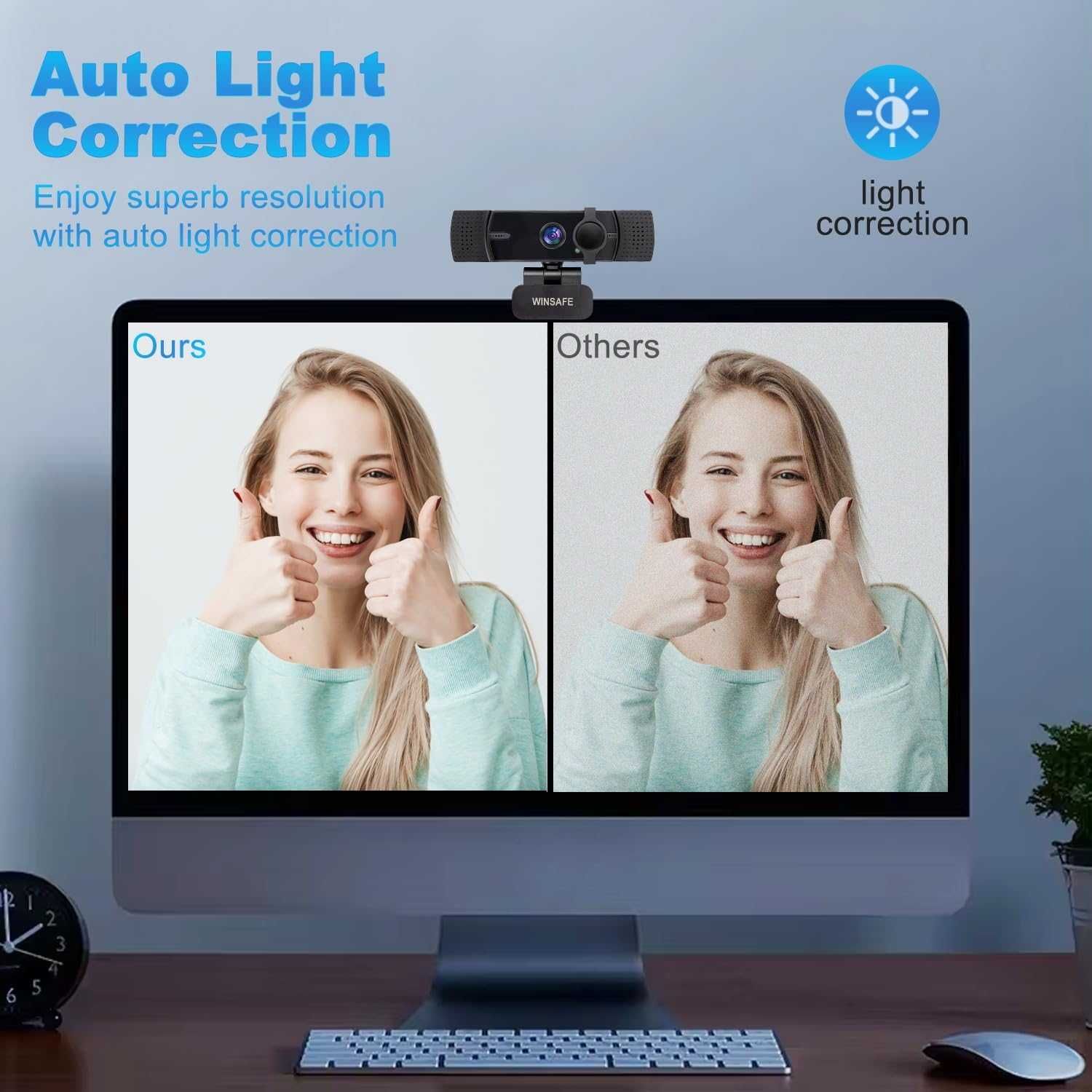 Уеб камера WINSAFE 4K, Ultra HD видео разговори, AI автофокус