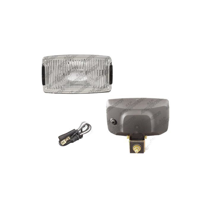 Proiector auto Wesem 12/24V rectangular bec H3 partea stanga/dreapta 220x123x120 mm sticla alba carcasa neagra, cu lumina de ceata , 1 buc
