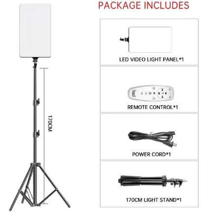 Комплект от LED фотографско осветление 2700K - 7500K със статив и дист