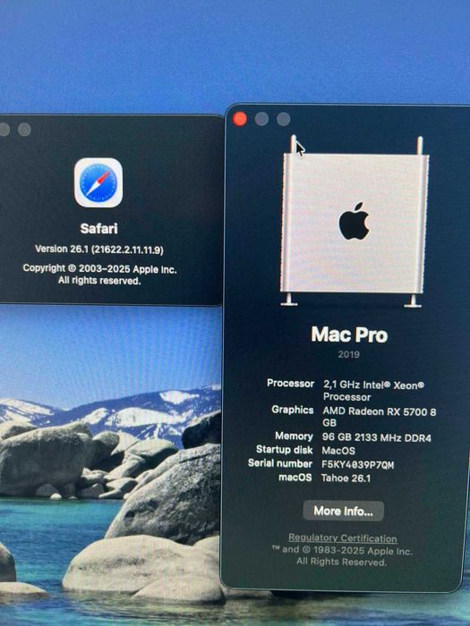 Mac PRO 2019 Hackintosh Dual Boot Windows +  Tahoe (18 cores) 96GB Ram