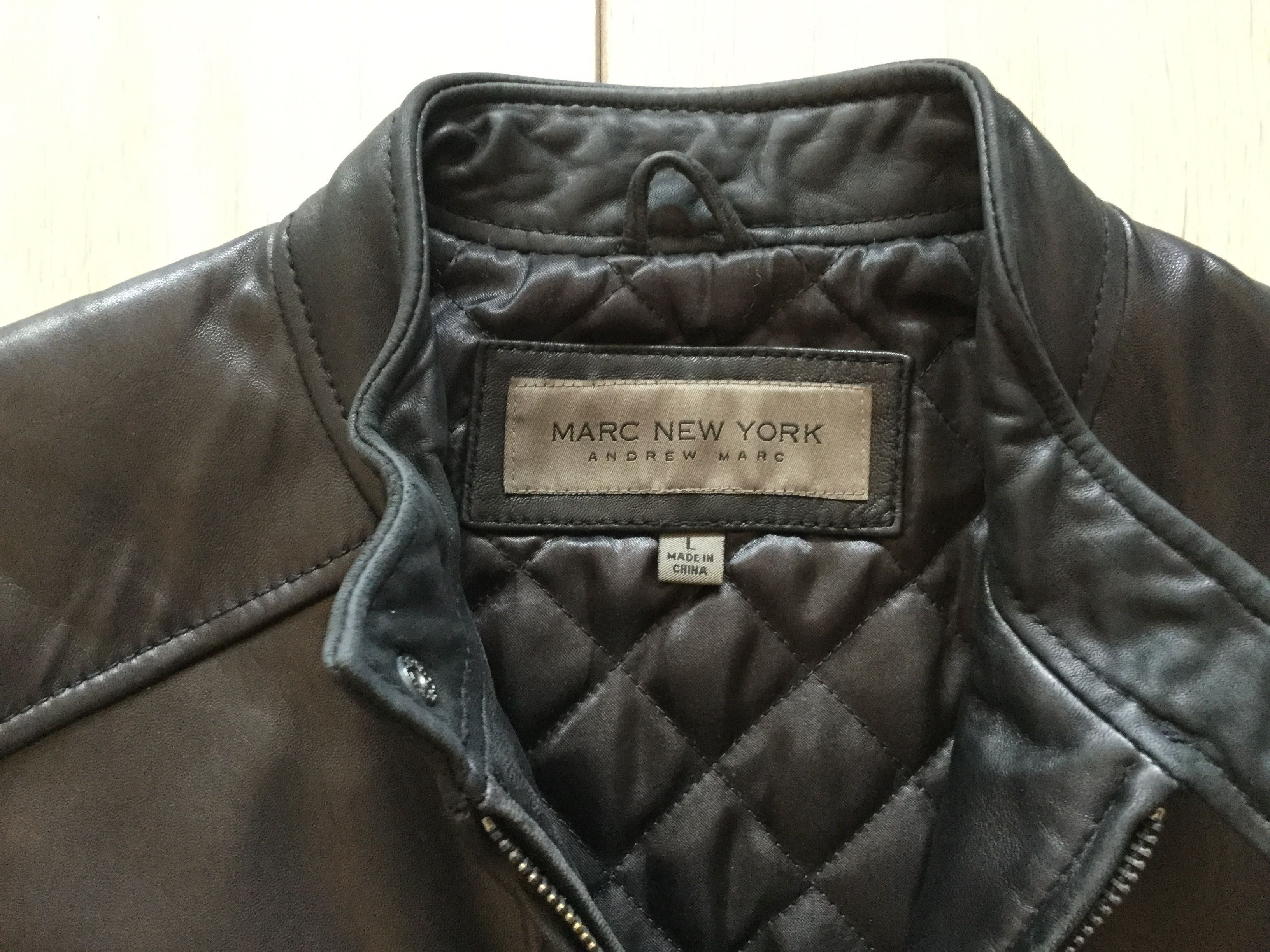 оригинално черно кожено яке Marc New York ANDREW MARC размер L от САЩ