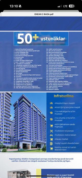 Xon saroy Ocean loyihasi, Arzon narxda. KADASTER BOR