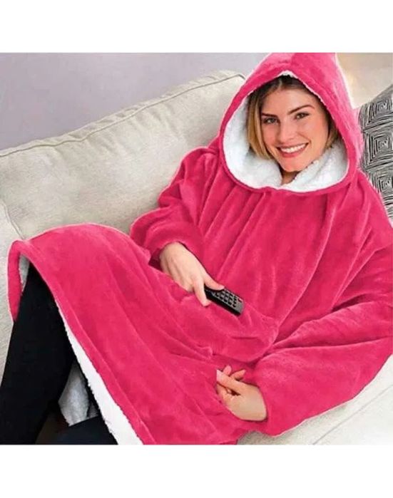 Плюшено Пухкаво Одеяло с Ръкави и Качулка Huggle Hoodie