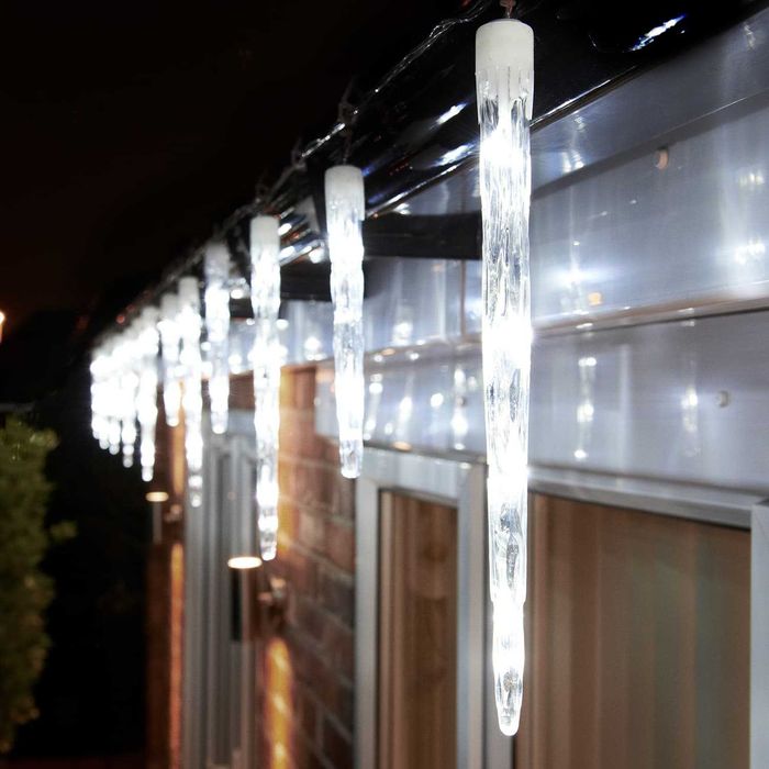 Коледни ледени висулки падащ сняг 3м 40см 8бр студено синя светлина