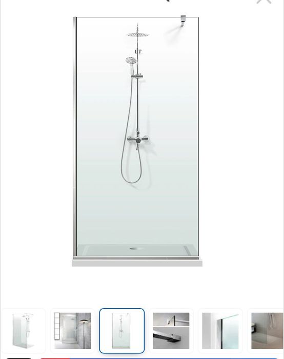 NOU Paravan dus walk-in Aqua Roy ® INOX, sticla 8 mm clara, securizata