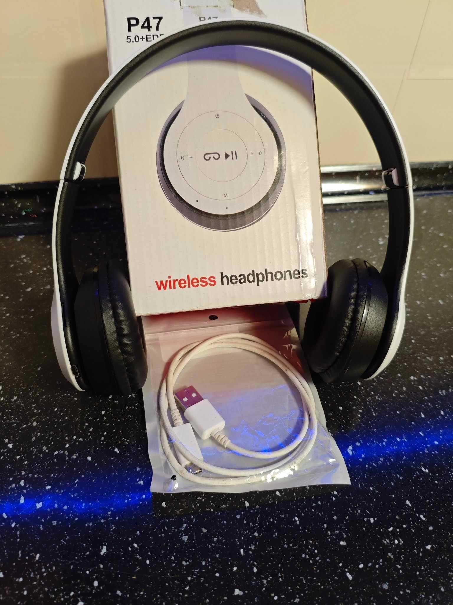 Безжични Bluetooth слушалки P47  FM радио, Вг. микрофон ,Micro SD вход