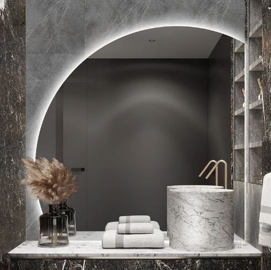 Ъглово LED огледало за баня с нагревател против изпотяване 80см