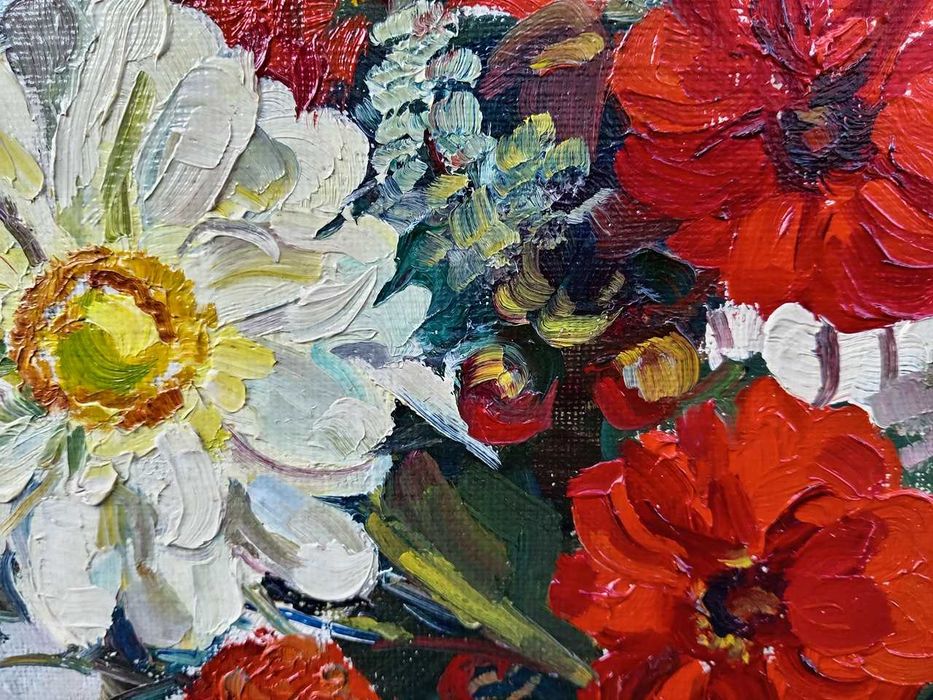 Tablou vechi - vaza cu flori - semnat C. Baba