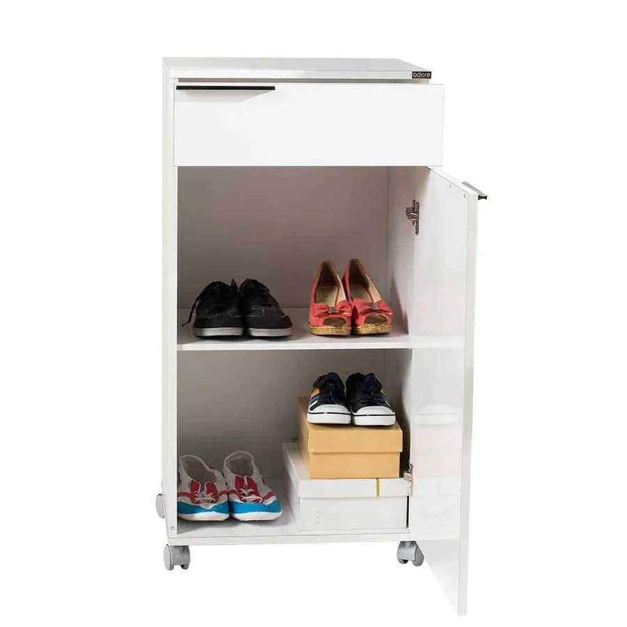 Corp Mobil, cu usa, sertar si rotile, Alb, 50 x 100 x 40 cm