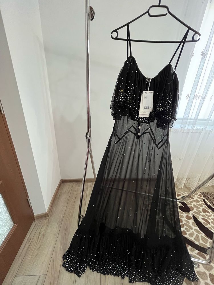 Rochie din chiffon ornamentată Paco Rabanne x H&M, Size XS, S si M