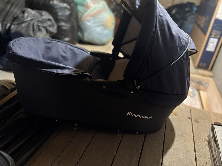 Carucior 3 in 1 Krausman clasic negru-albastru