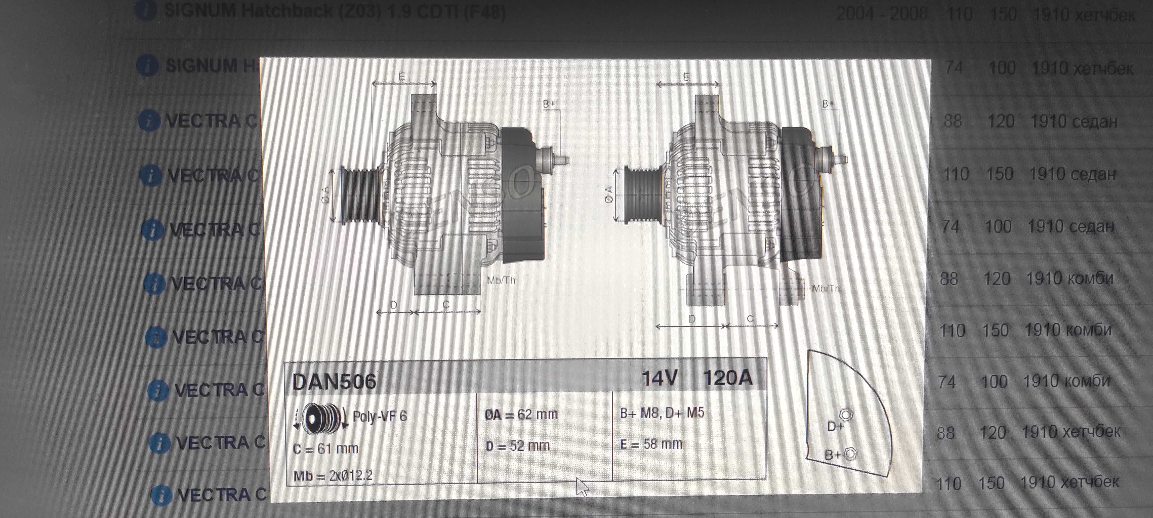 *НОВ* Алтернатор / Denso / Opel 1.9cdti 120A 14V