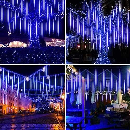 Нови 480 LED Коледни Външни Светлини Метеоритен Дъжд 7.6м Украса двор