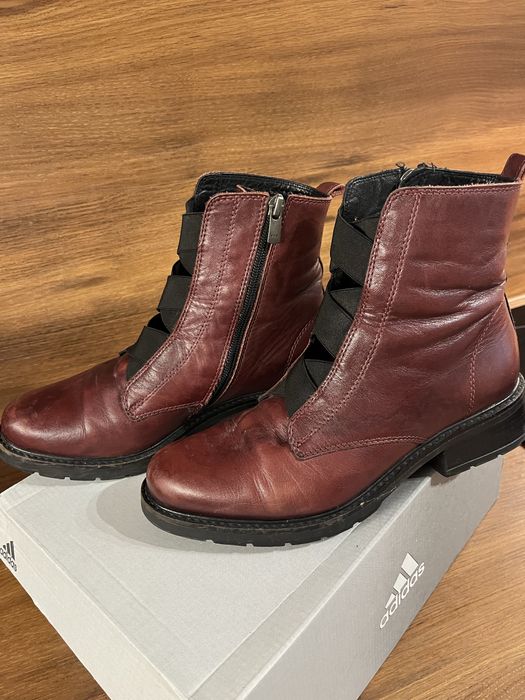 Боти дамски бордо естествена кожа