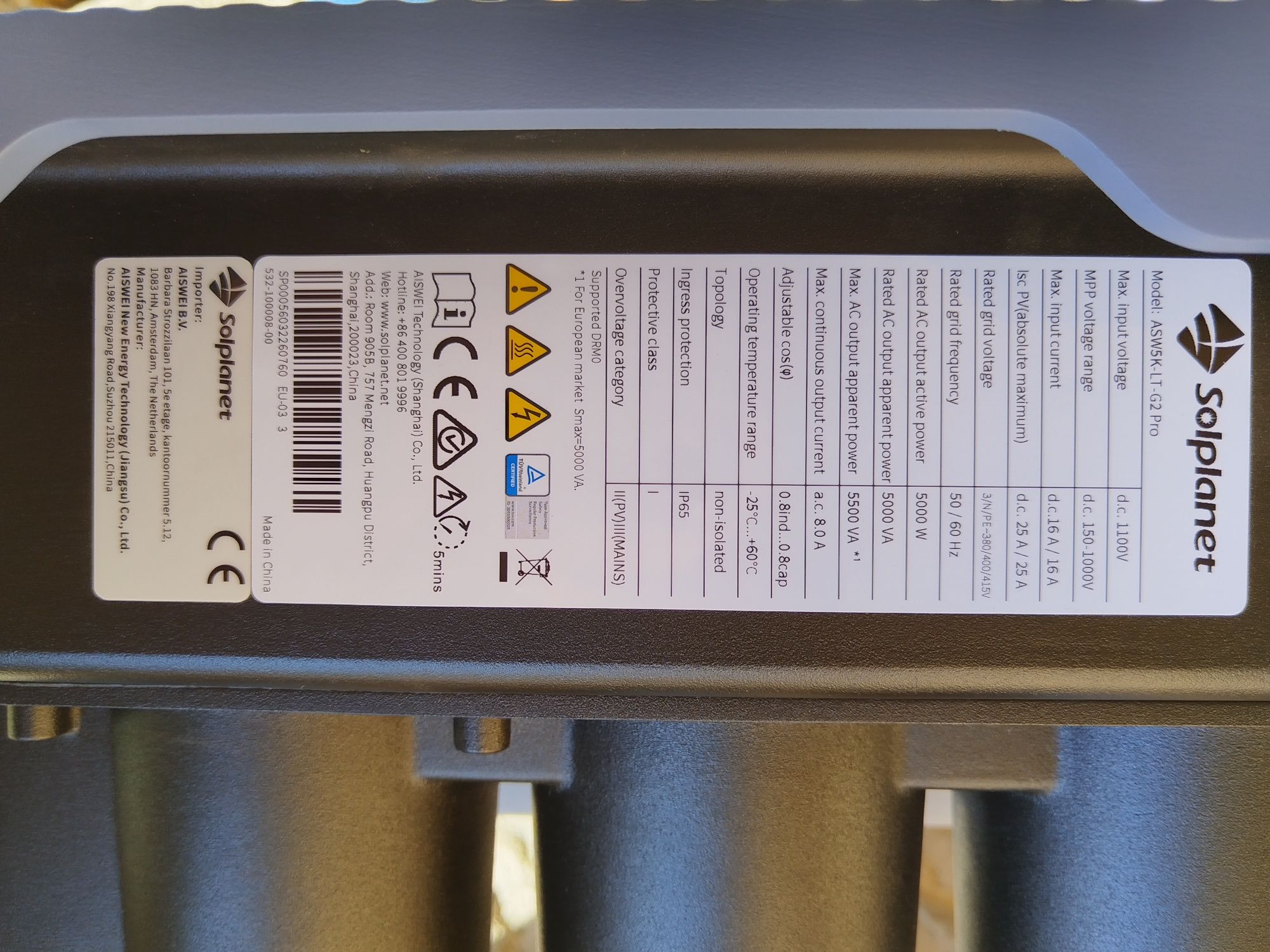 Invertor solar trifazic Solplanet ASW 5K-LT-G2 PRO