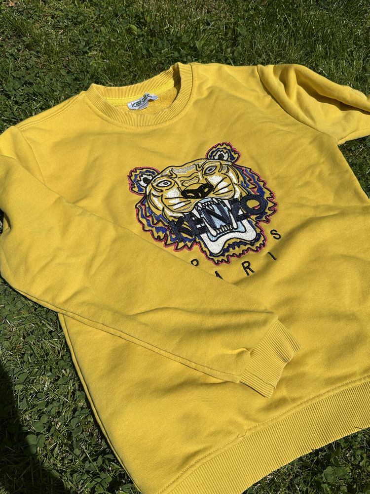 Bluza Kenzo originala scris brodat culoare galbena