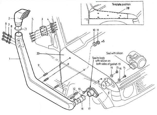 Snorkel Mitsubishi Pajero MK2 V31