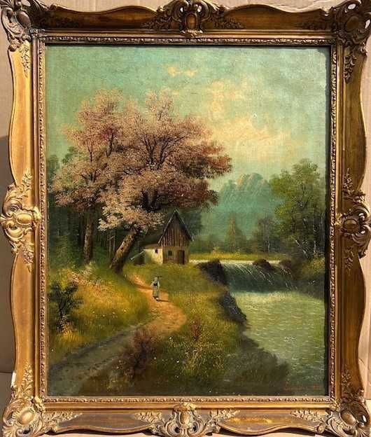 SUPERB! Tablou f vechi, SEC XIX 70x55cm+R ulei/panza semnat datat 1882