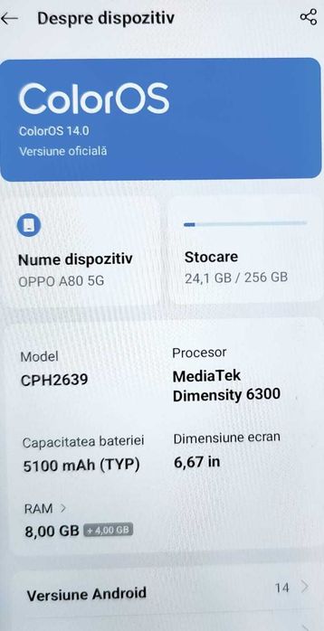 (AG 35) Telefon Oppo A80 5G  b.31679 / Garantie 2 ani/ 680 Lei