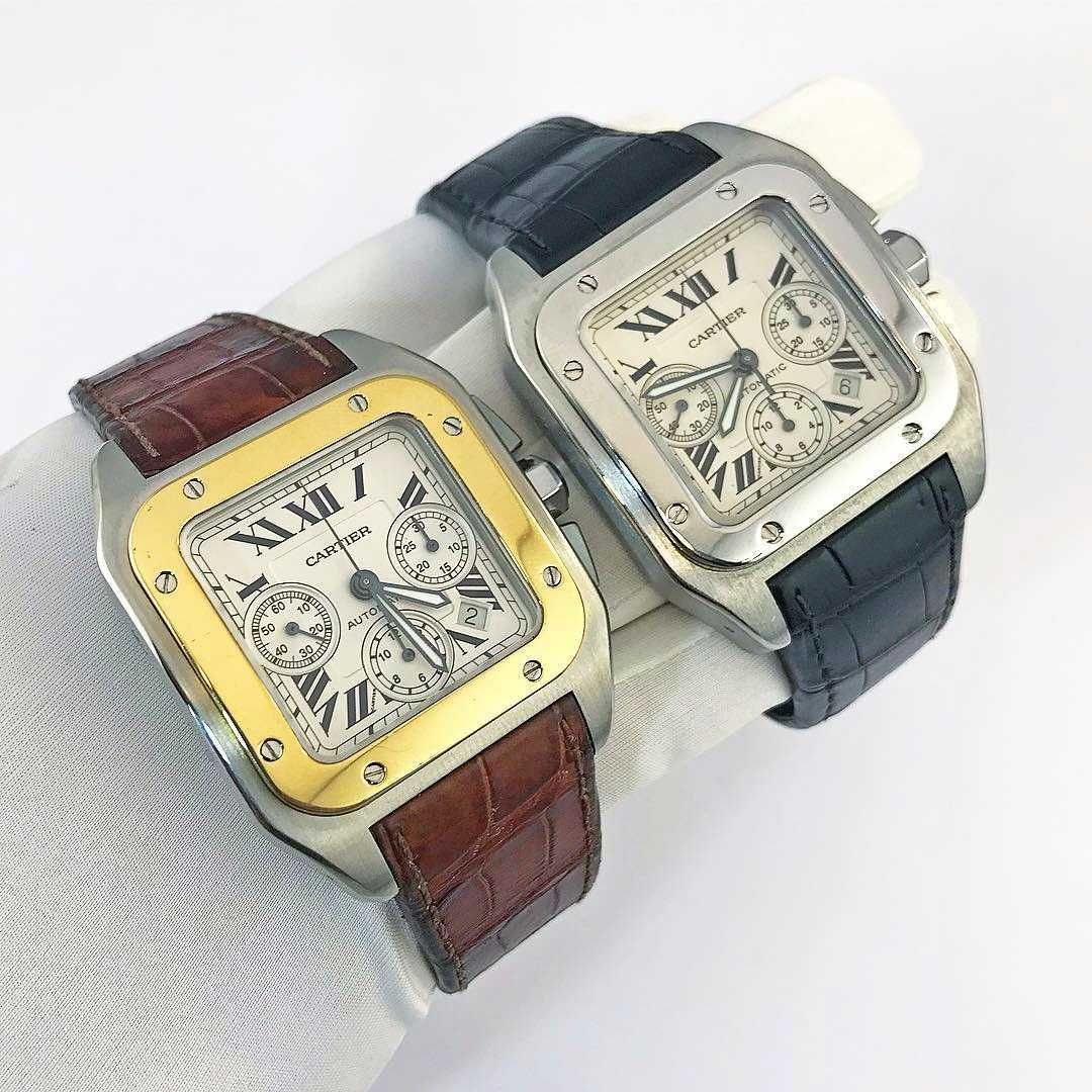 Мъжки Часовници Cartier Santos 100XL сребро злато