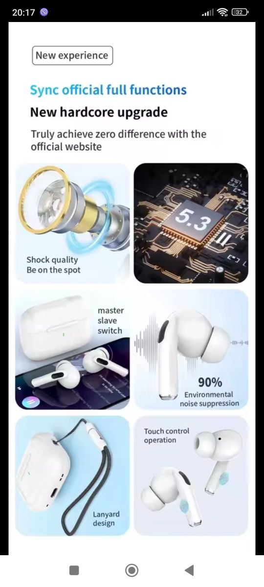 Блутут слушалки ANC Apple Airdots 2 pro Tws