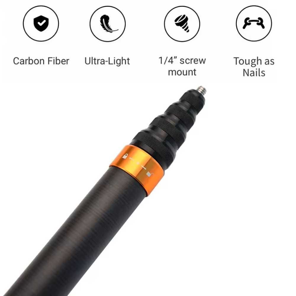 HSU Insta360 Невидим селфи стик от Въглеродни Влакна [Карбон] 3M