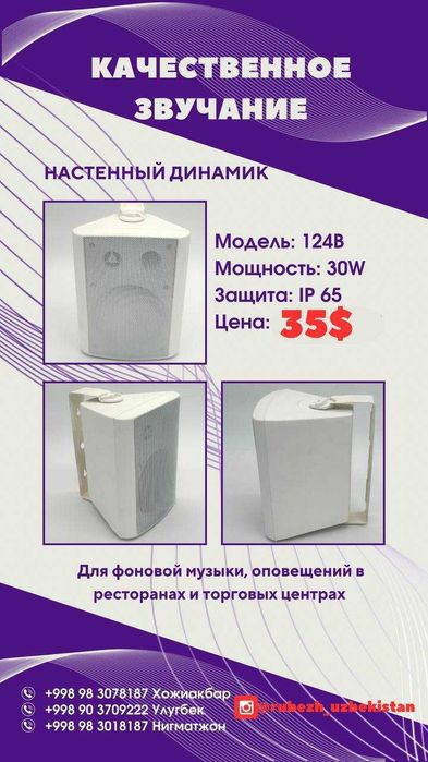 Колонки для фоновой музыки с высокими частотами   (БЕЛЫЙ)