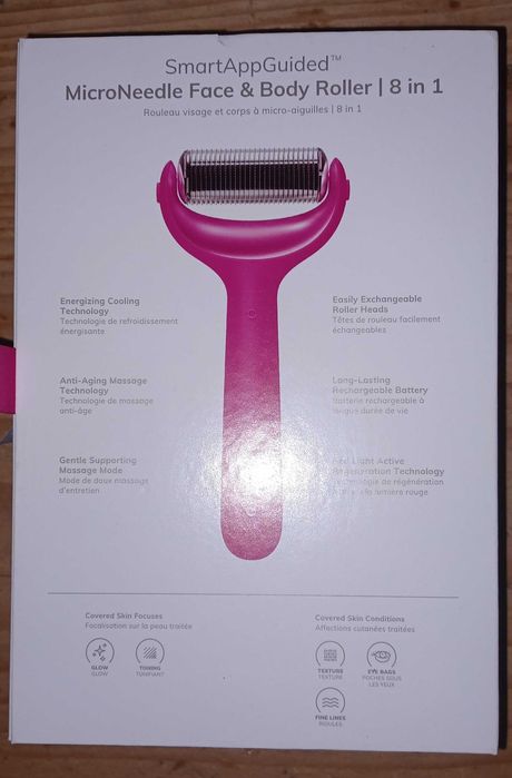 Roller pentru masaj facial si corporal 8 in 1 MicroNeedle, Geske