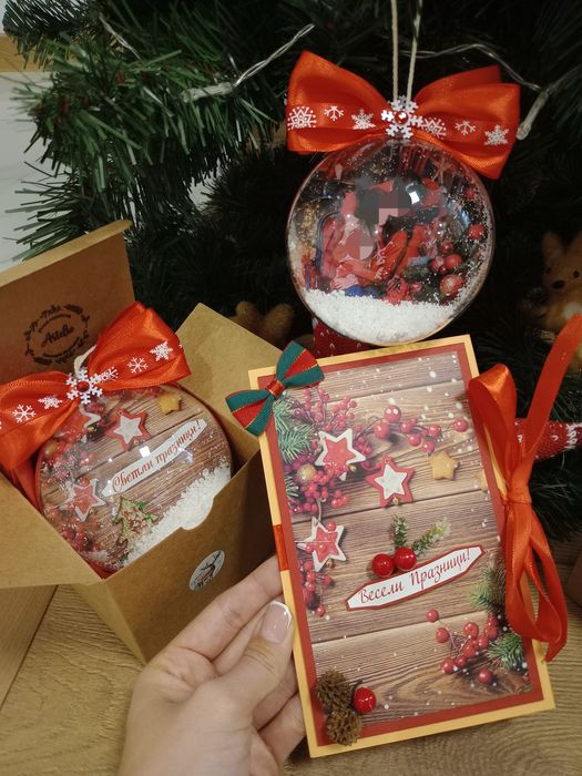 ПРОМО!Коледни топки/играчки със снимка и послание