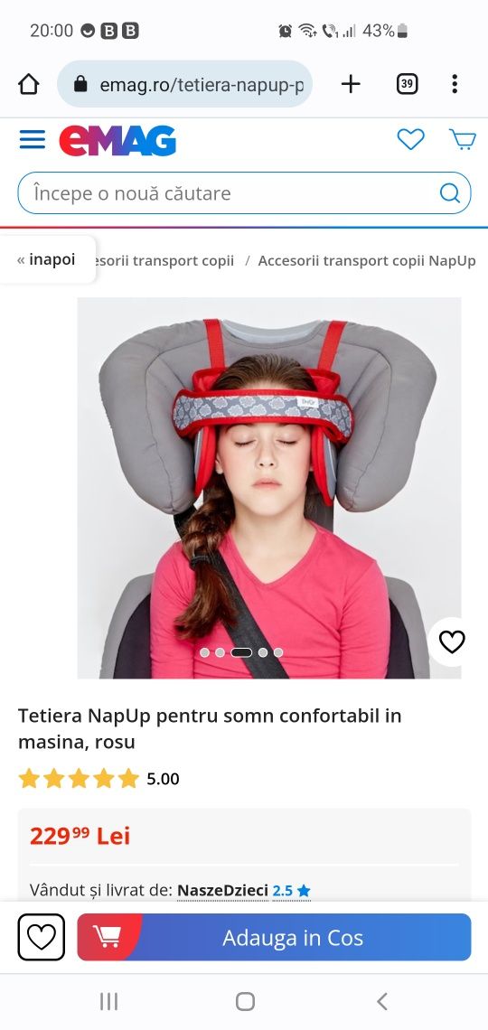 Tetiera NapUp pentru copii-somn in masina