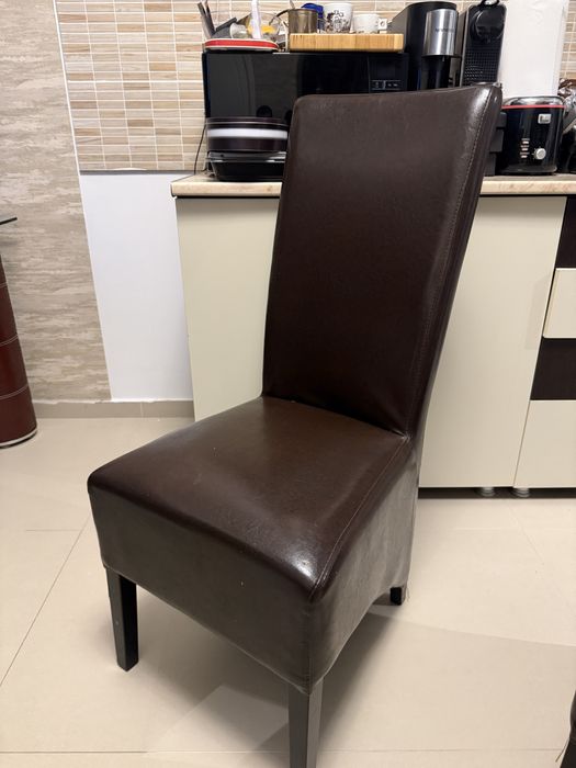 Set 4 scaune de bucătărie living birou piele ecologică, scaun Wenge