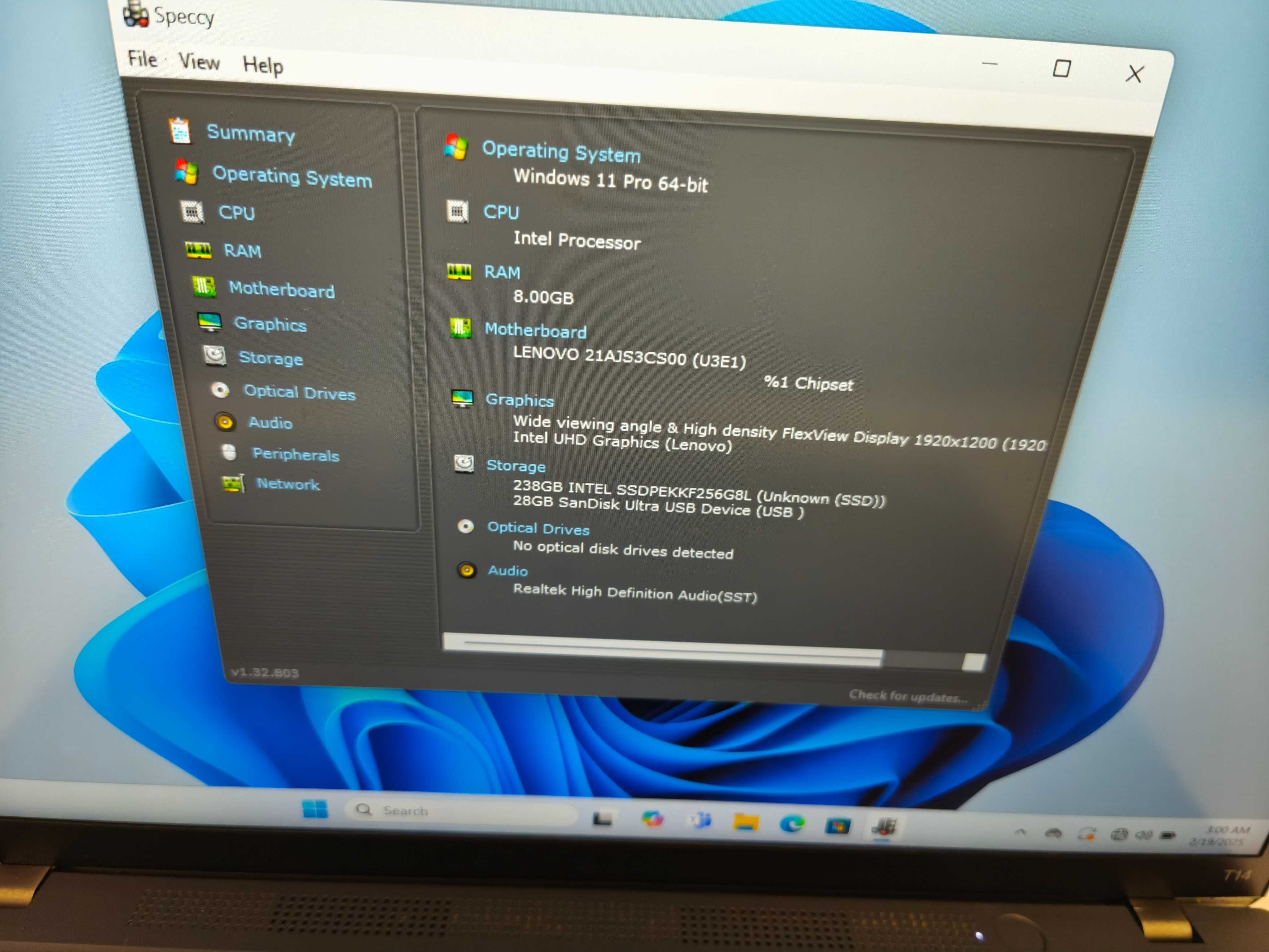 Laptop Lenovo Thinkpad T14 gen3 i5 1235u 8gb ram ssd 256gb