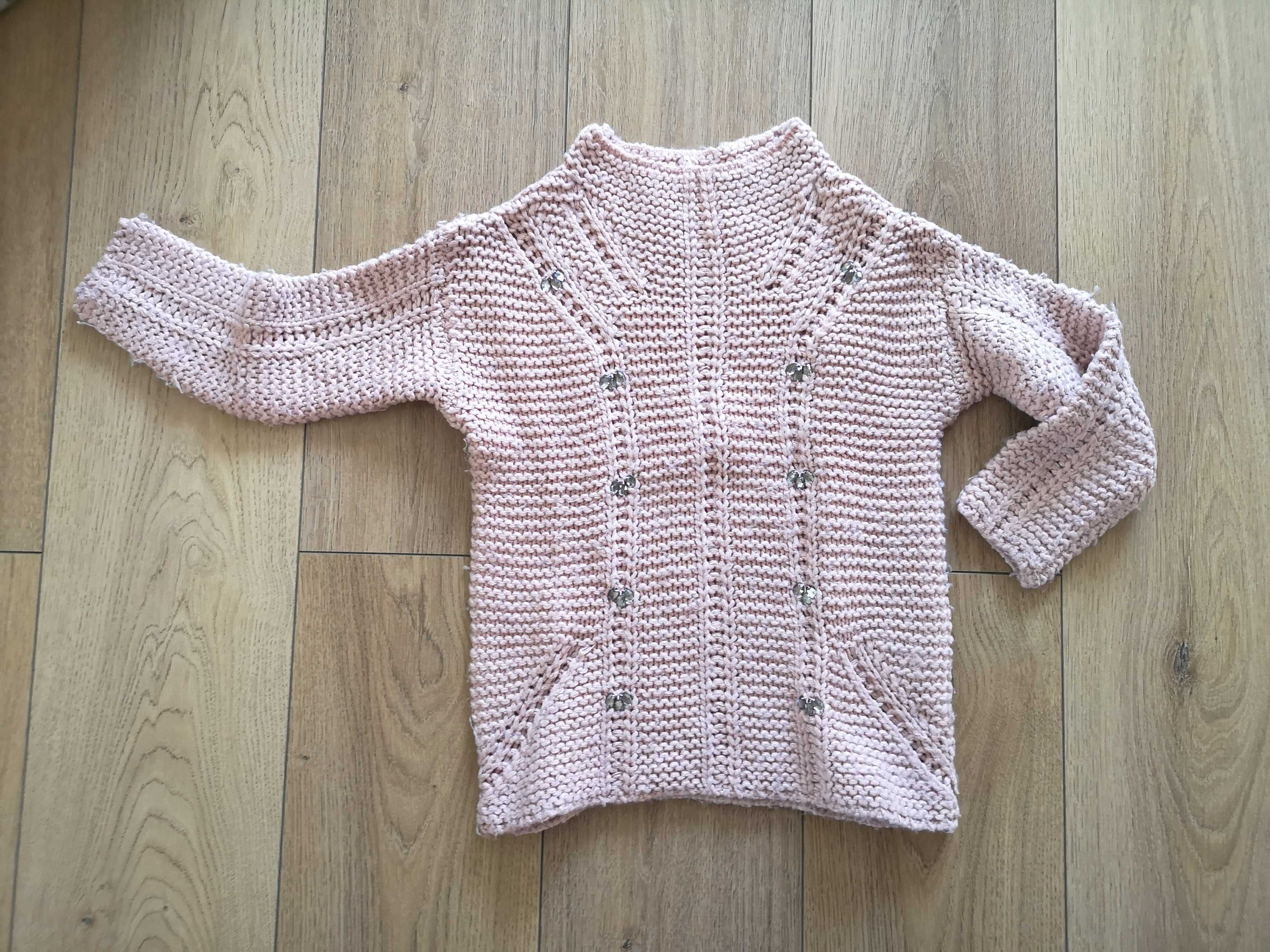 Set 2 puloverase pulover bluze Zara Girls 5-6 ani roz pal alb