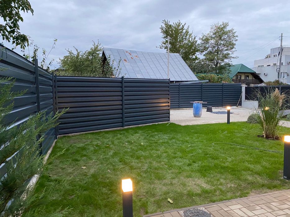 Tablă Cutată Fațadă Gard Gri Antracit 0,5mm 4m 5m 6m stâlpi accesorii