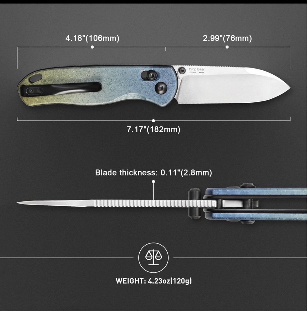 Нож Kizer Drop Bear | LC200N | Titanium Snowflake