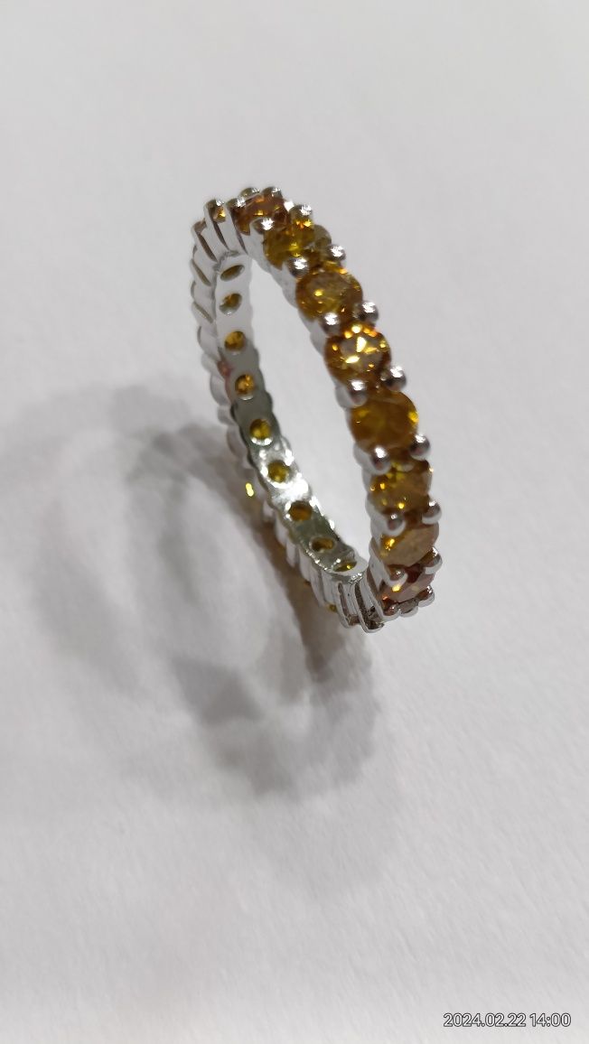 Vind inel eternity din aur 14kt cu diamante naturale galbene 2,43ct