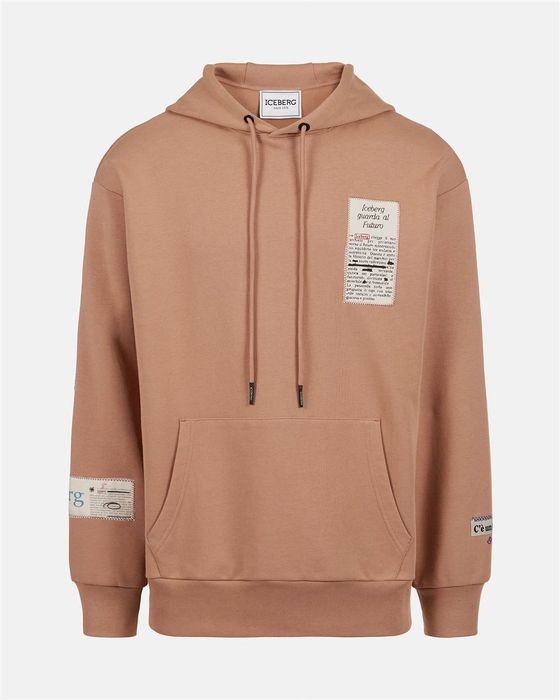 Мъжки суичър Iceberg Relaxed Fit Cotton Hoodie In Terracotta