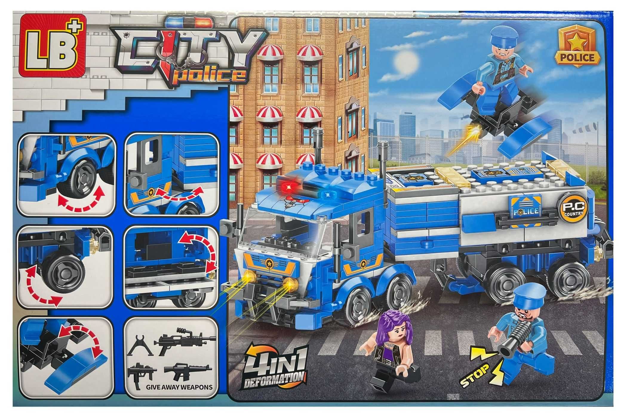 Set de constructie City Police 4 in 1 Camion de interventie, 405 piese