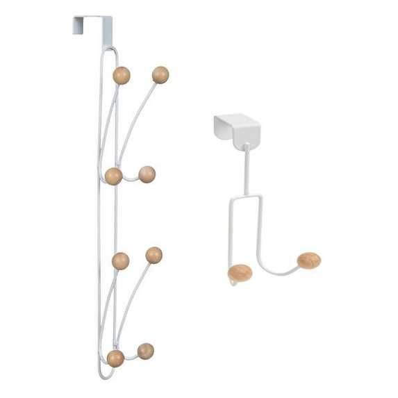 Комплект закачалки за врата, бели с дървени топчета
