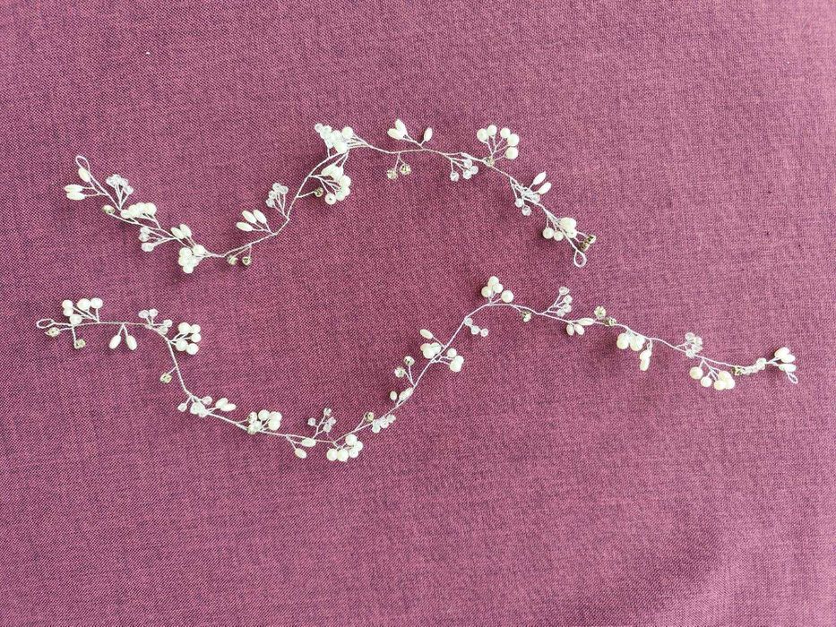 Сватбен булчински бален аксесоар за коса, сребърен с перли, 2 размера