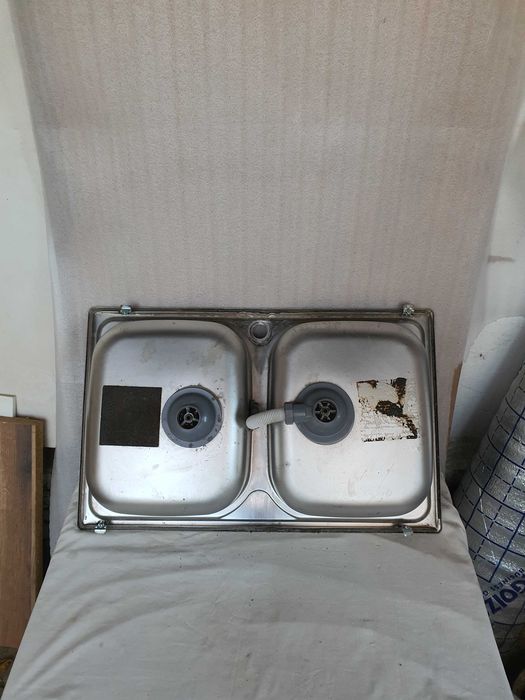 Мойка раковина нержавейка двойная 80×50