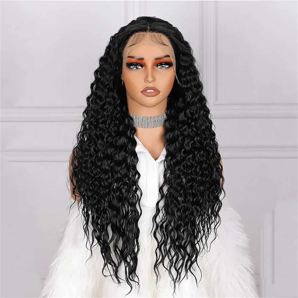 Дантелена черна къдрава перука лейс фронт 13*4*1 Lace Front Wig