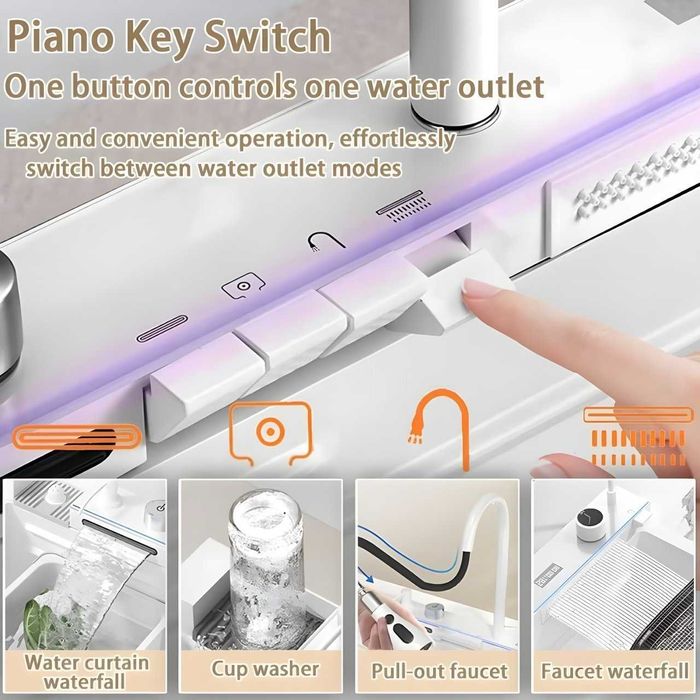 Chiuvetă Bucătărie Smart Multifuncțională Albă Inox (6F) - AQUA 3