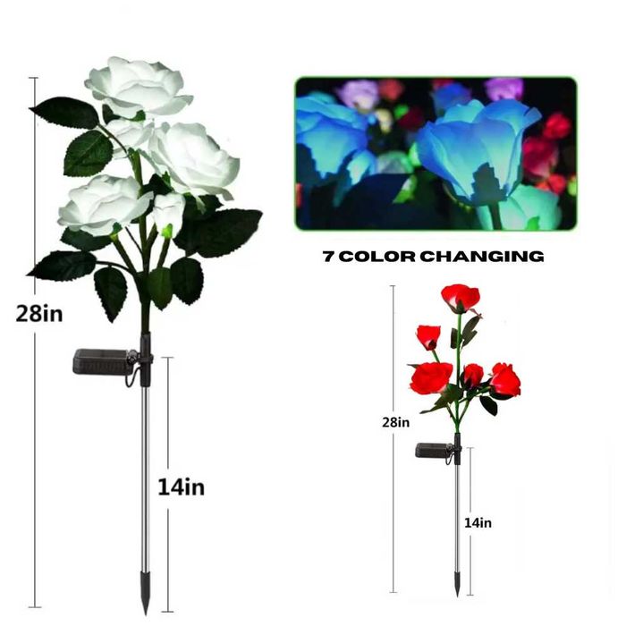 Set 2x Trandafir Gradina, Lampa Solara 4 capete, 1.2V